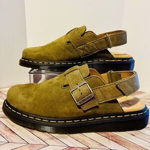 Dr Martens Jorge II Tumbled Nubuck Muted Olive Leather M 11 W 12 Slingback Mules